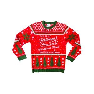 EUC Official Hallmark Channel Christmas Movie Watching Knit Sweater Sz L
